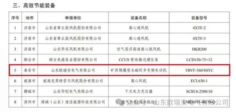 Shandong Ouruian Permanent Magnet Motor has been Selected as a Provincial-Level Green and Low-Carbon Equipment List Shandong Ouruian Permanent Magnet Motor has been Selected as a Provincial-Level Green and Low-Carbon Equipment List